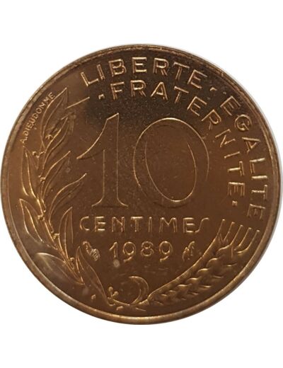 FRANCE 10 CENTIMES LAGRIFFOUL 1989 SUP/NC