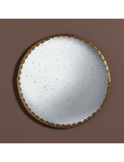 Miroir antique convexe bords festonnés 27x27x1cm