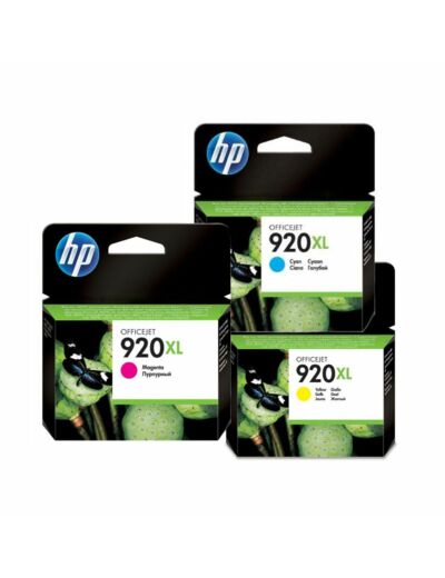 HP - Lot cartouches encre Magenta Cyan Jaune - 920XL CD973AE BGX CD972AE BGX CD974AE BGX