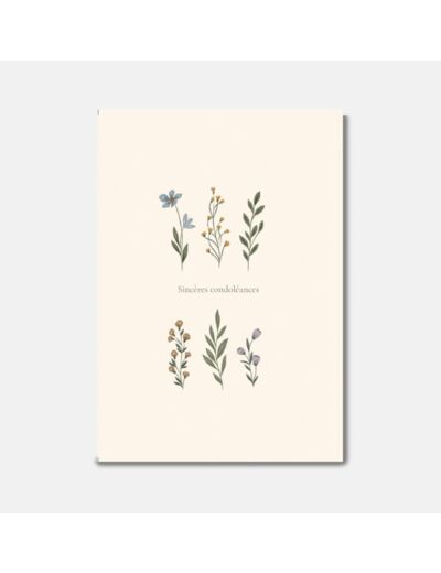 Carte Sincères Condoléances Fleurs - Pascale Editions