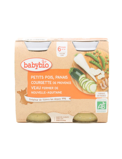 Pots Bébé Petits Pois Courgette Veau Bio 2x200g