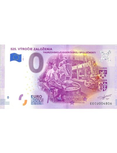 SLOVAQUIE 2020-1 525 VYROCIE ZALOZENIA BILLET SOUVENIR 0 EURO TOURISTIQUE  NEUF