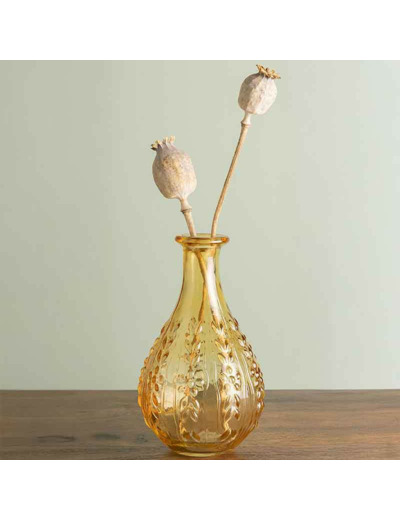 Vase Liseron ambre verre 15x9x9cm