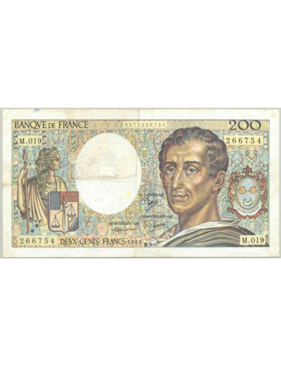 FRANCE 200 FRANCS MONTESQUIEU 1983 M.019 TTB