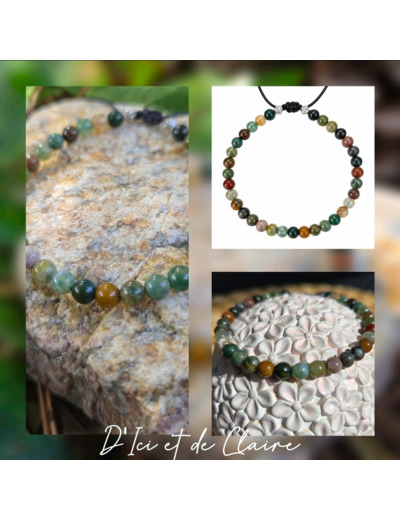 Bracelet Agate Indienne Naturelle – Bijou artisanal D’Ici et de Claire