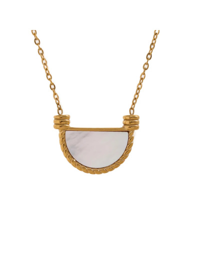 Collier Tendance Pendentif Nacre Blanche et Ormeau