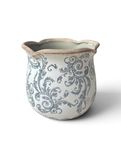 Pot de fleurs céramique beige 15x15x14cm