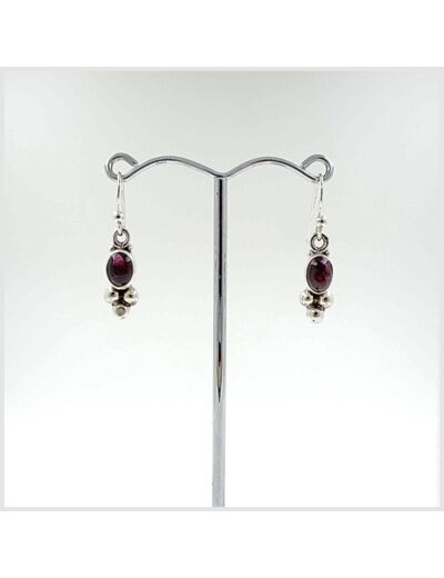 Boucles d'oreilles Grenat et Argent Massif