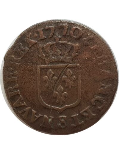 LOUIS XV (1715-1774) LIARD A LA VIEILLE TETE 1770 S (Reims) TB+ (VG272)