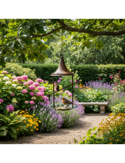 Mangeoire à suspendre oiseaux 27x22x68cm