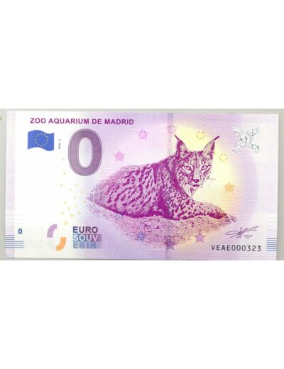 ESPAGNE 2018-3 ZOO AQUARIUM DE MADRID BILLET SOUVENIR 0 EURO TOURISTIQUE NEUF