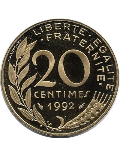 FRANCE 20 CENTIMES LAGRIFFOUL 1992 BE