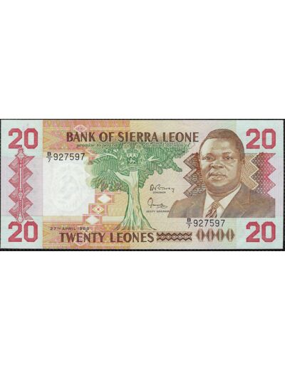 SIERRA LEONE 20 LEONES 27-4-1988 SERIE B7 NEUF (W16)