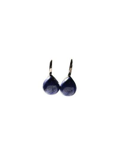 Boucles d'oreilles bombées en  Lapis Lazuli et Argent 925