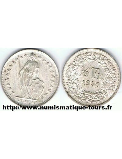 SUISSE 1/2 FRANC 1950 B TTB+