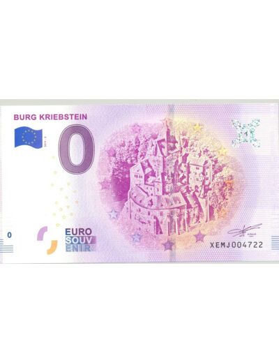 ALLEMAGNE 2019-2 BURG KRIEBSTEIN BILLET SOUVENIR 0 EURO TOURISTIQUE  NEUF