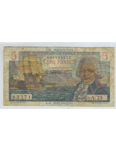 ILE DE LA REUNION 5 FRANCS ND 1947 SERIE A.25 TTB-