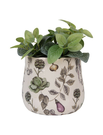 Pot de fleurs légume beige céramique 21x21x19cm