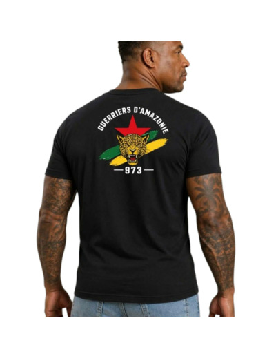 T‑shirt « Guerriers d’Amazonie » – 973 Guyane – Coton 190 g (noir)