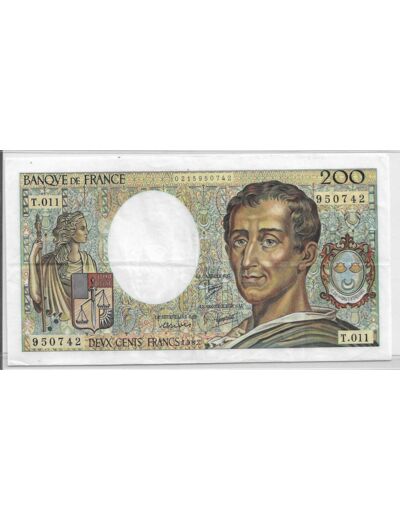 FRANCE 200 Francs MONTESQUIEU 1982 T.011 TTB+