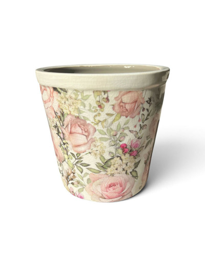 Pot de fleurs en Céramique Rose style jardin Anglais 17x16cm