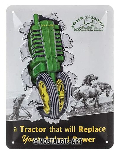 Plaque métal - John Deere - 20 x 15 cm.