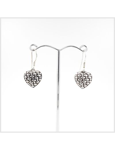 Boucles d'oreilles Coeurs en argent massif