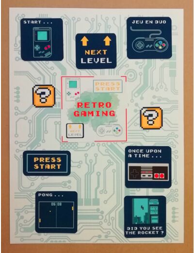 Planche de stickers Retrogaming - Le coin des affaires