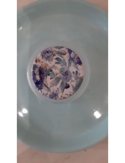 Bouton coco imprimé fleurs bleues 22mm
