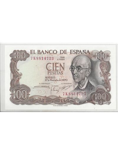 Espagne SPAIN 100 PESETAS SERIE 7 K 17 11 1970  NEUF