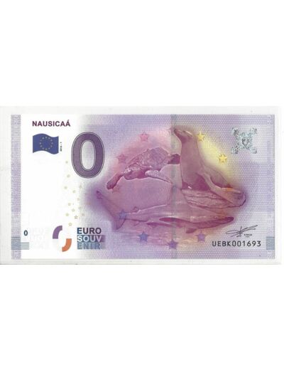 62 BOULOGNE SUR MER NAUSICAA BILLET SOUVENIR 0EURO TOURISTIQUE 2016-1 NEUF