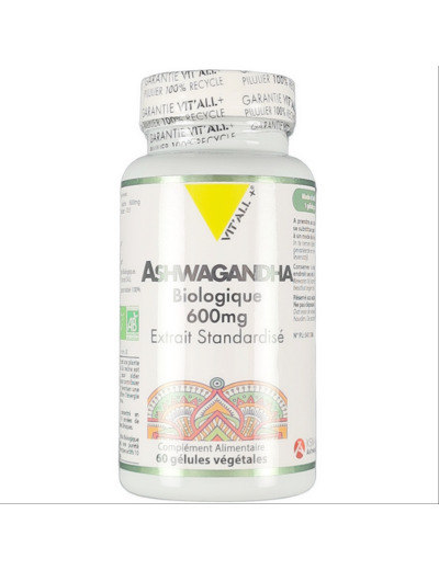 Ashwagandha Biologique 600 mg 60 Gélules Végétales