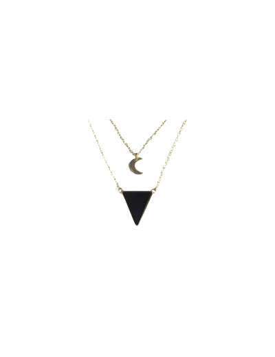 Collier Triangle et lune Onyx Noir