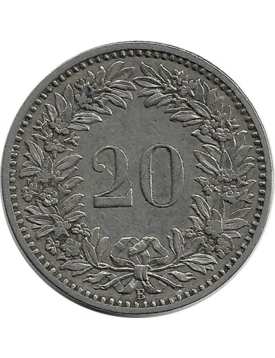 SUISSE 20 RAPPEN 1883 B TTB