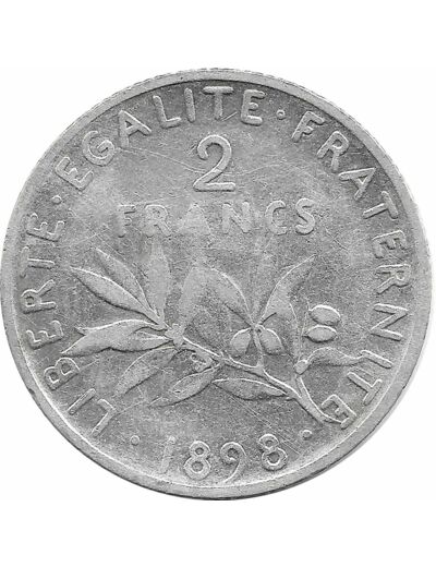 FRANCE 2 FRANCS SEMEUSE 1898 TB+