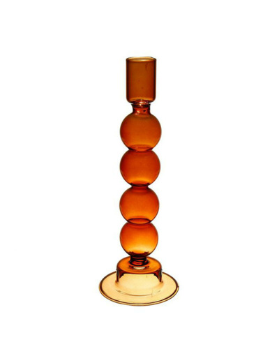 Bougeoir verre ambre 8x24cm