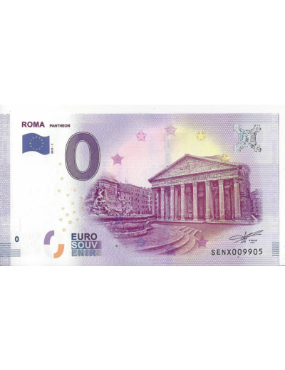 ITALIE 2017-1 ROMA PANTHEON BILLET SOUVENIR 0 EURO TOURISTIQUE NEUF