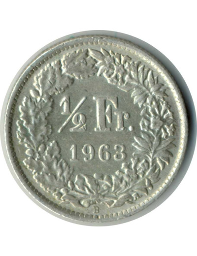 SUISSE 1/2 FRANC 1963 B SUP N2
