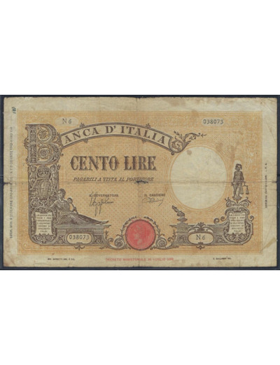 ITALIE 100 LIRES 9 DECEMBRE 1942 SERIE N6 TB