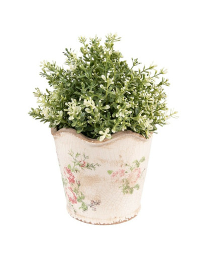 Pot de fleurs céramique rose beige 14x16cm