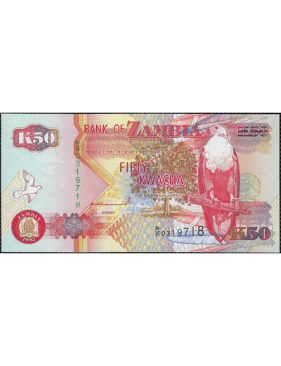 ZAMBIE 50 KWACHA 1992 SERIE BB NEUF W37a