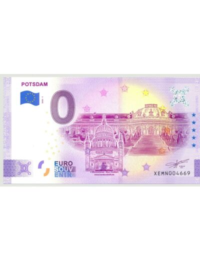 ALLEMAGNE 2020-1 POTSDAM VERSION ANNIVERSAIRE BILLET SOUVENIR 0 EURO