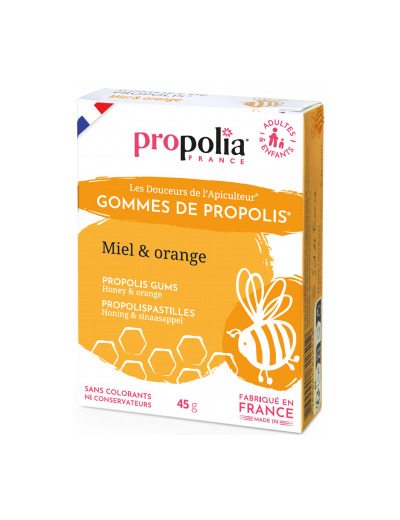 Gommes de Propolis Miel Orange sachet de 45g sous étui