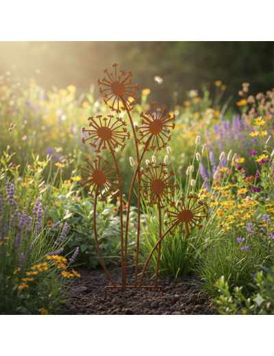 Tuteur déco fleurs fer marron 42x85cm