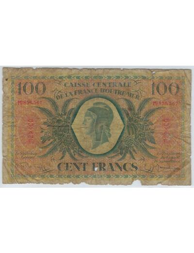 GUYANE 100 FRANCS CAISSE CENTRALE 1941 SERIE PU B+