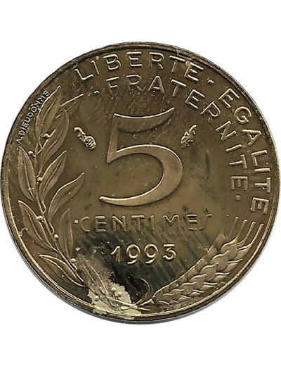 FRANCE 5 CENTIMES LAGRIFFOUL 1993 BE tache