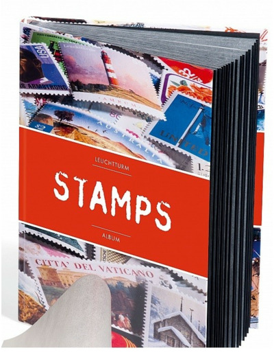 CLASSEUR timbres DIN A4 32 PAGES NOIRES AVEC MOTIF DE TIMBRES 361242