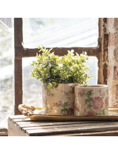 Pot de fleurs céramique beige rose 12x10x12cm