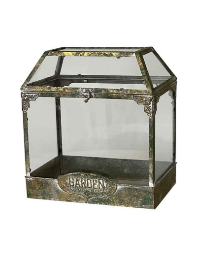 Serre verre fer patiné  33x21x36cm