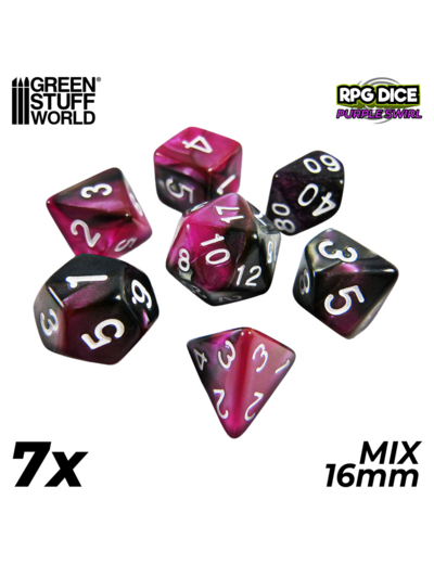 Accessoires Jeu - Dés - Dices - Mix x 7pcs Violet Marbre
